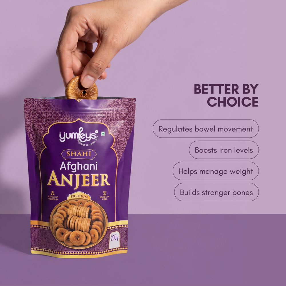 Yumleys Premium Shahi Anjeer 200g – Afghani Dried Figs | Rich in Fiber & Vitamins | Healthy Low-Fat Snack