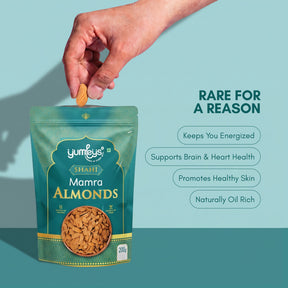 Yumleys Premium Shahi Mamra Almonds 200g – Natural Badam | Protein-Rich Superfood for Brain & Heart | Natural Dry Fruit | High Protein