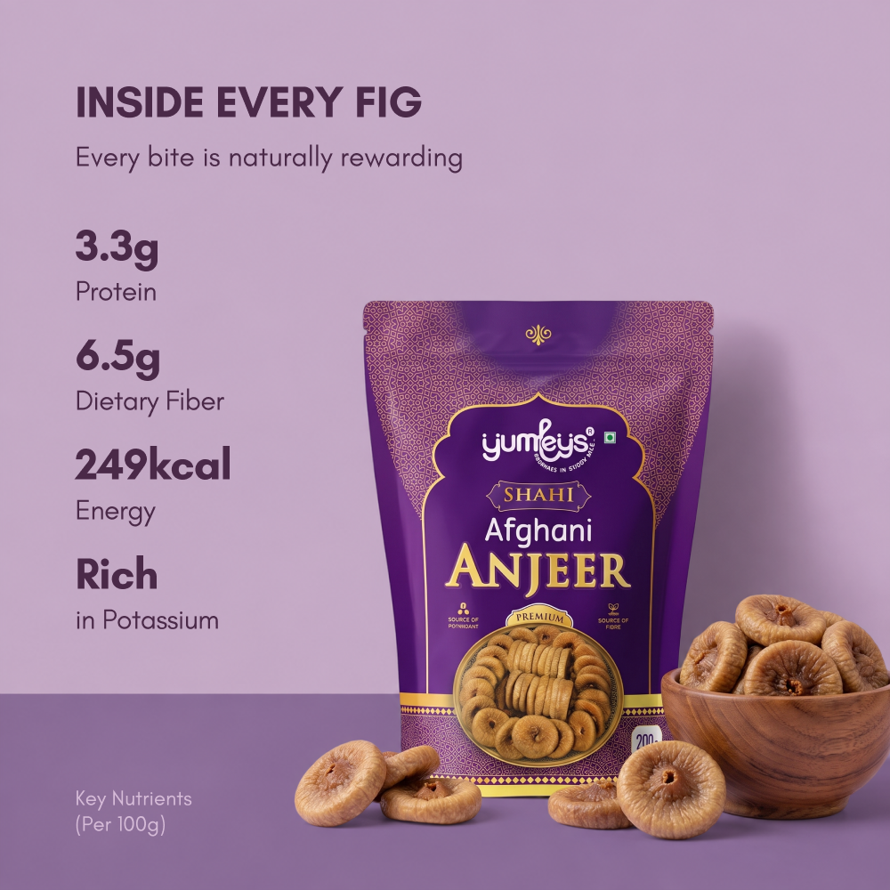 Yumleys Premium Shahi Anjeer 200g – Afghani Dried Figs | Rich in Fiber & Vitamins | Healthy Low-Fat Snack