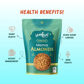 Yumleys Premium Shahi Mamra Almonds 200g – Natural Badam | Protein-Rich Superfood for Brain & Heart | Natural Dry Fruit | High Protein