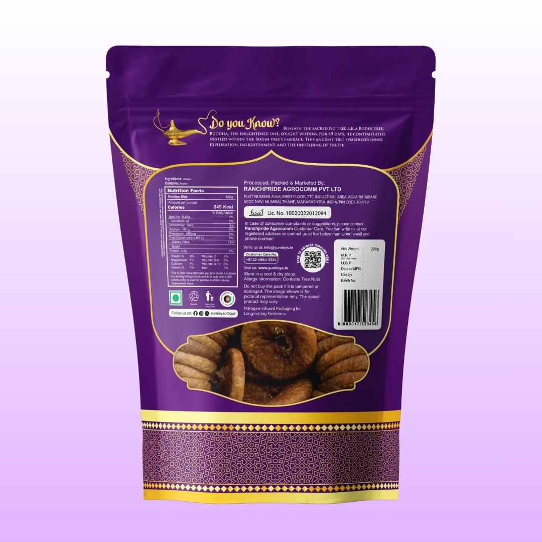 Yumleys Premium Shahi Anjeer 200g – Afghani Dried Figs | Rich in Fiber & Vitamins | Healthy Low-Fat Snack