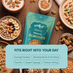 Yumleys Premium Shahi Mamra Almonds 200g – Natural Badam | Protein-Rich Superfood for Brain & Heart | Natural Dry Fruit | High Protein