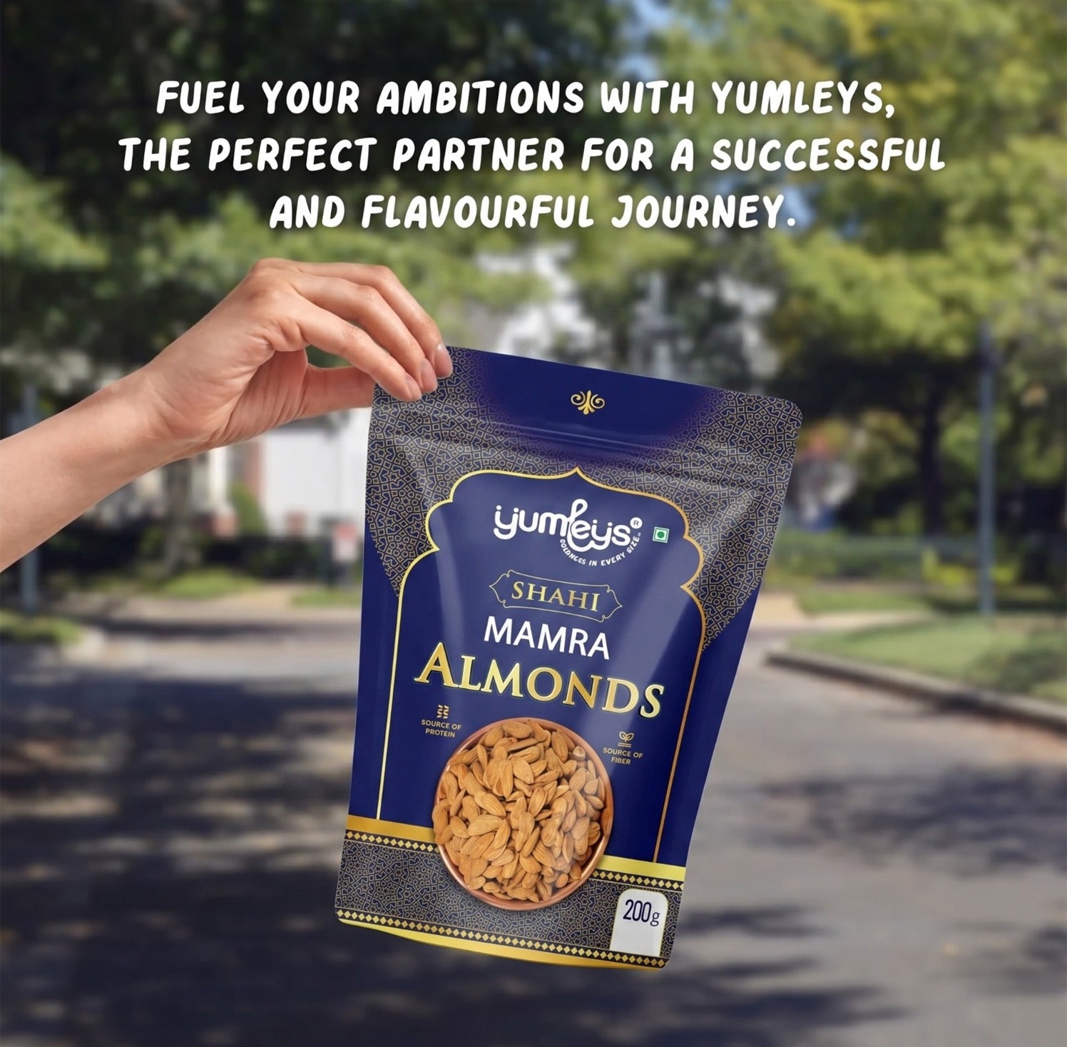 Yumleys Premium Shahi Mamra Almonds 200g – Natural Badam | Protein-Rich Superfood for Brain & Heart | Natural Dry Fruit | High Protein